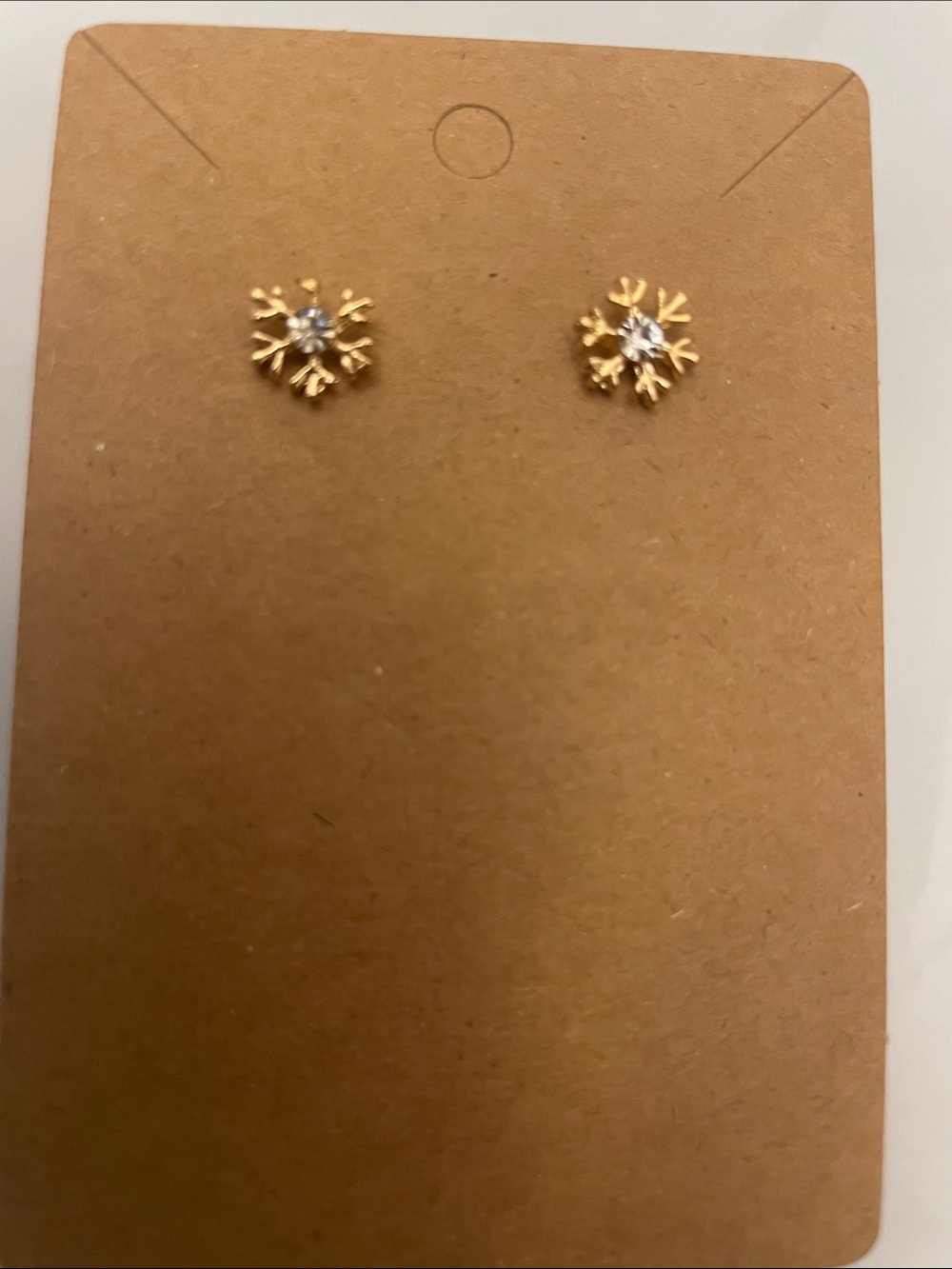 Gold Snowflake Stud Earrings with Clear Crystal - Women Jewelry